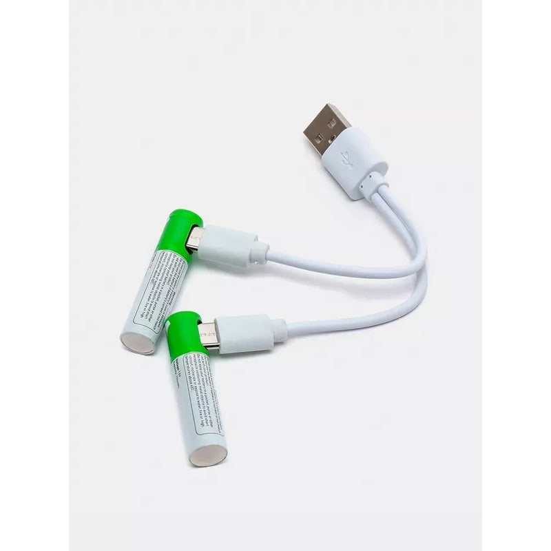 Pack X2 Pilas Aaa Litio Recargables Puerto Usb 2000mah 1.5v