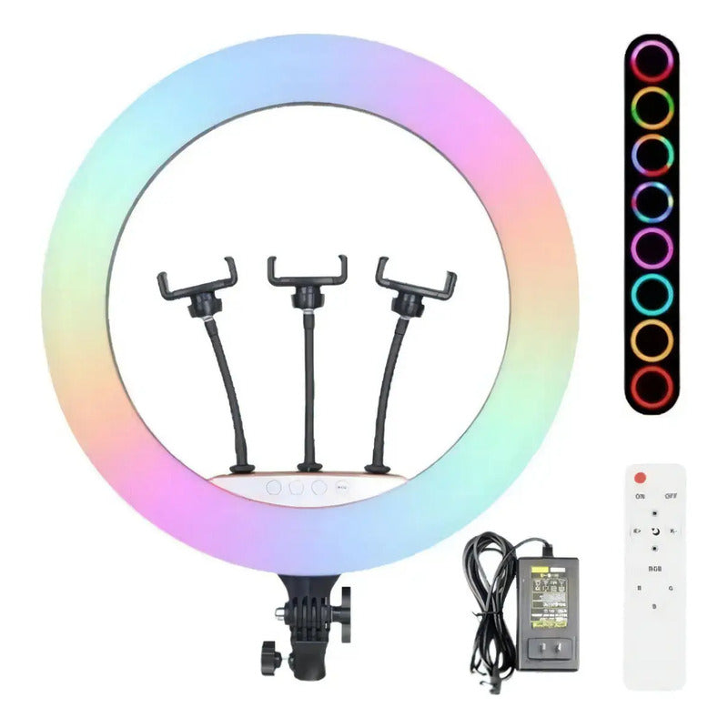 Aro De Luz Led Rgb 56cm Con Trípode Y Soporte Para Celular