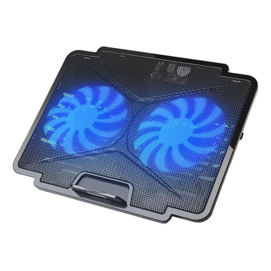 Base Enfriador Notebook Cooler Pad Gamer N99 Con Led Azul 2 Ventiladores Usb Negro