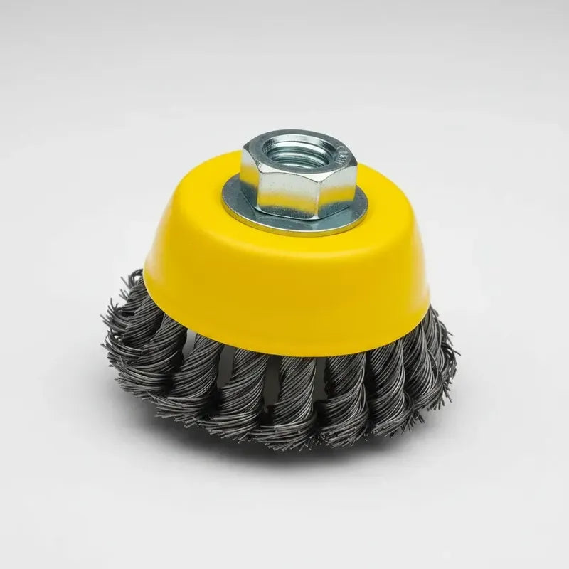 Pack X5 Grata 4puLG Copa Chascón Trenzado 100mm Para Esmeril Amarillo