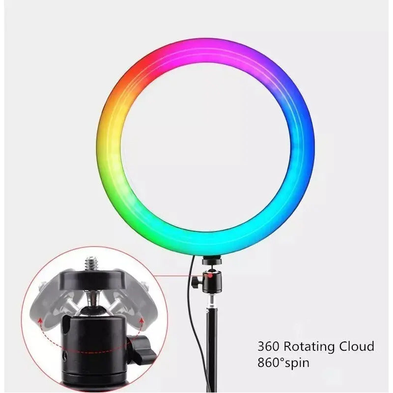 Aro De Luz Led Rgb 56cm Con Trípode Y Soporte Para Celular