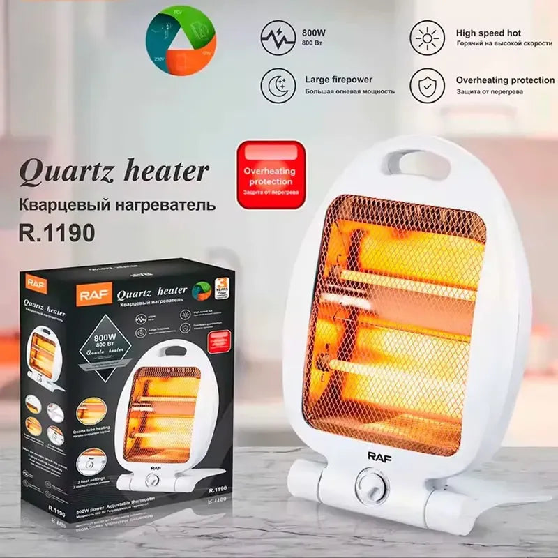 Calefactor Estufa Halógena De Cuarzo Bajo Consumo Para Hogar Oficina Dormitorio Calentador Eléctrico Portátil... Blanco