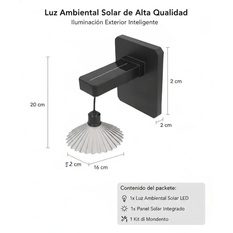 Aplique Solar Led De Pared Exterior Luz Decorativa Impermeable Ip65 Diseño Moderno Negro Para Jardín Terraza Patio Pasillo Entrada Energía Solar Encendido Automático Alta Durabilidad Tecnohogar