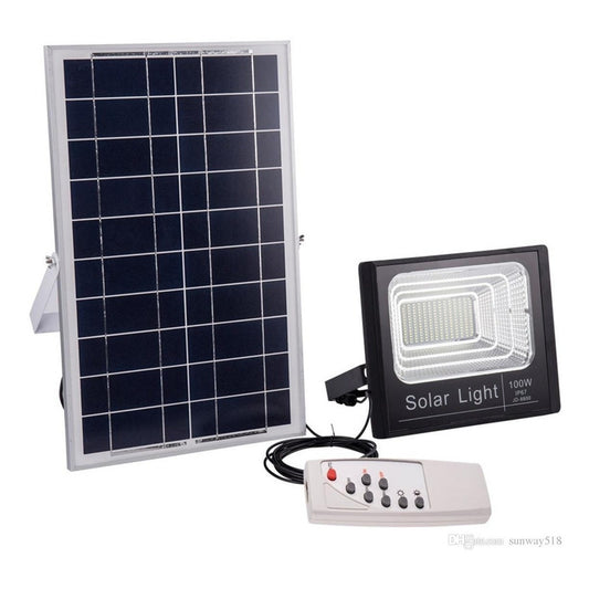 Foco De 100w Led Solar+ Panel Solar + Control Envio Gratis 6500
