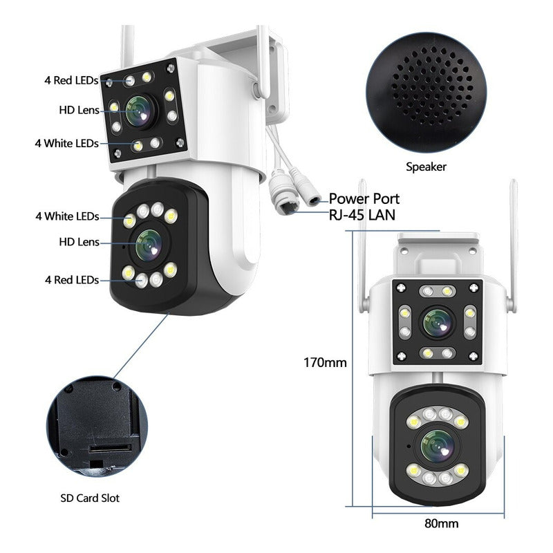 Cámara Doble Visión Wifi Ip Exterior Inalambrica Motorizada Blanco
