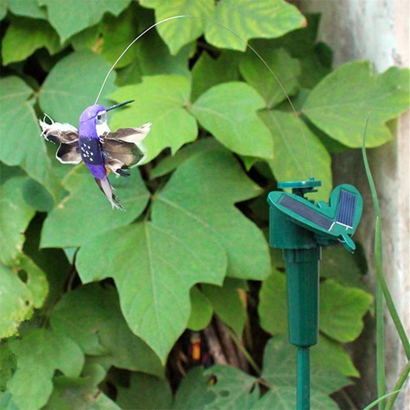 Colibri Picaflor Volador Estaca Jardin Solar Decorativo Amarillo