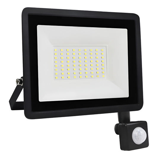 Foco Led Con Sensor 50w Exterior Brillante Ahorrador Negro