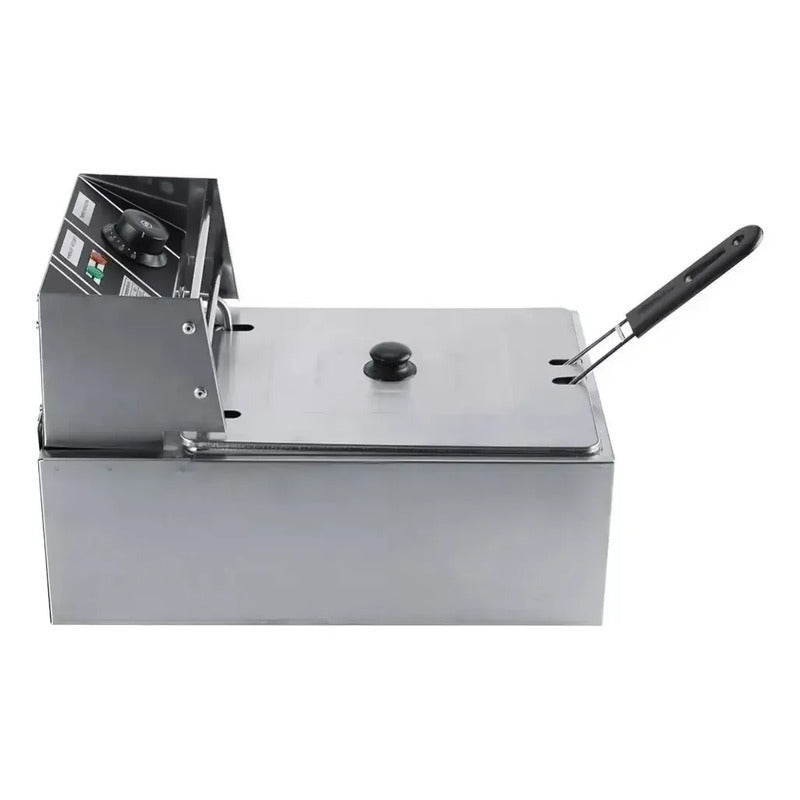 Freidora Eléctrica Con Tapa Regulador Y Adaptador Incluido Plateado 50/60hz