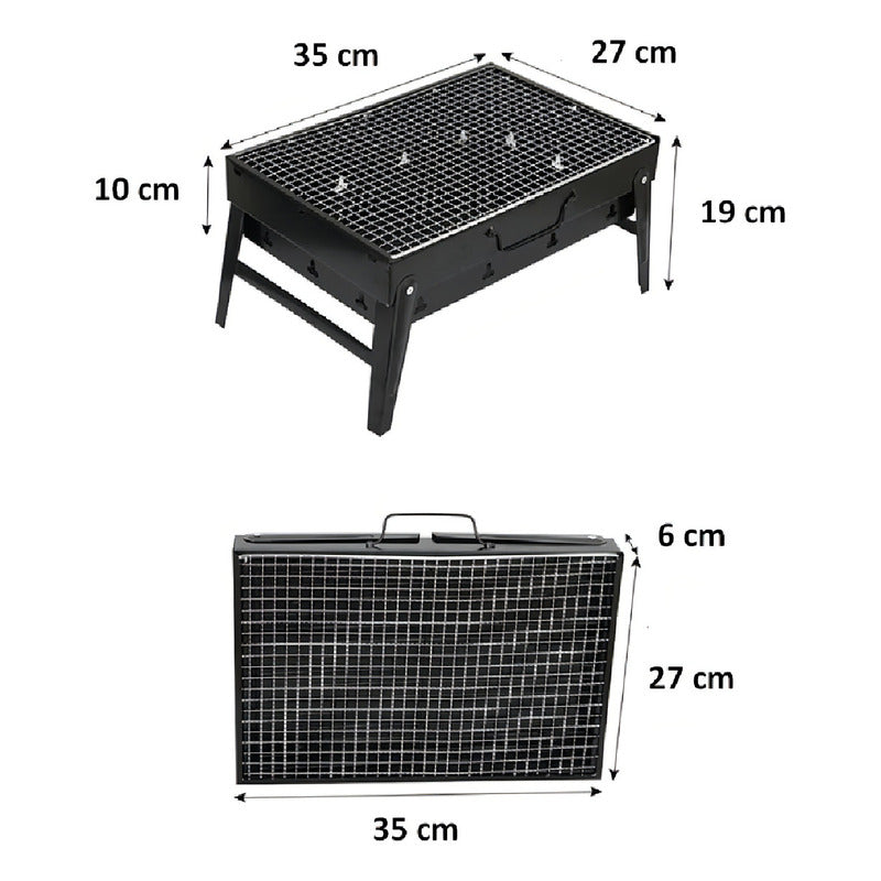 Parrillera Asados Grill Bbq Portatil Plegable Terraza Balcon Color Negro