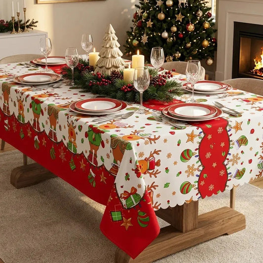 Mantel Navideño Estampado Mesa Comedor Variados Diseños Blanco Navidad Rojo | Navidad