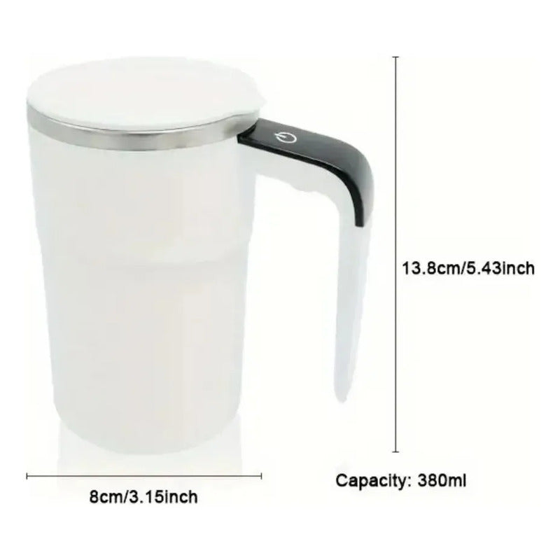 Taza Auto Agitable Mezcladora Para Café Bebidas Magnética Frio Calor Térmica Blanco