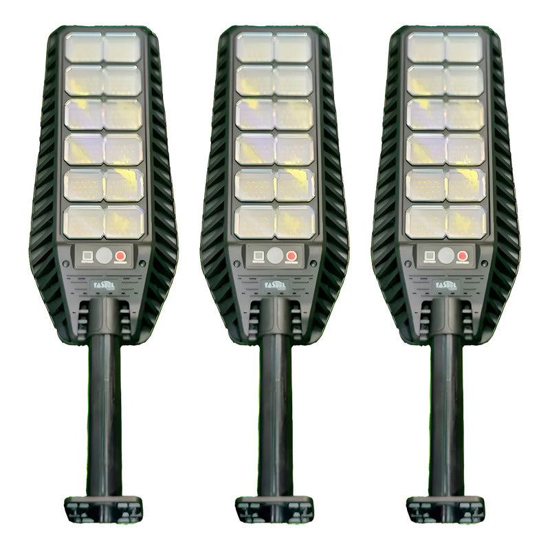 Pack X3 Reflector Luminaria 1200w Foco Solar Para Exterior Negro Blanco Frío