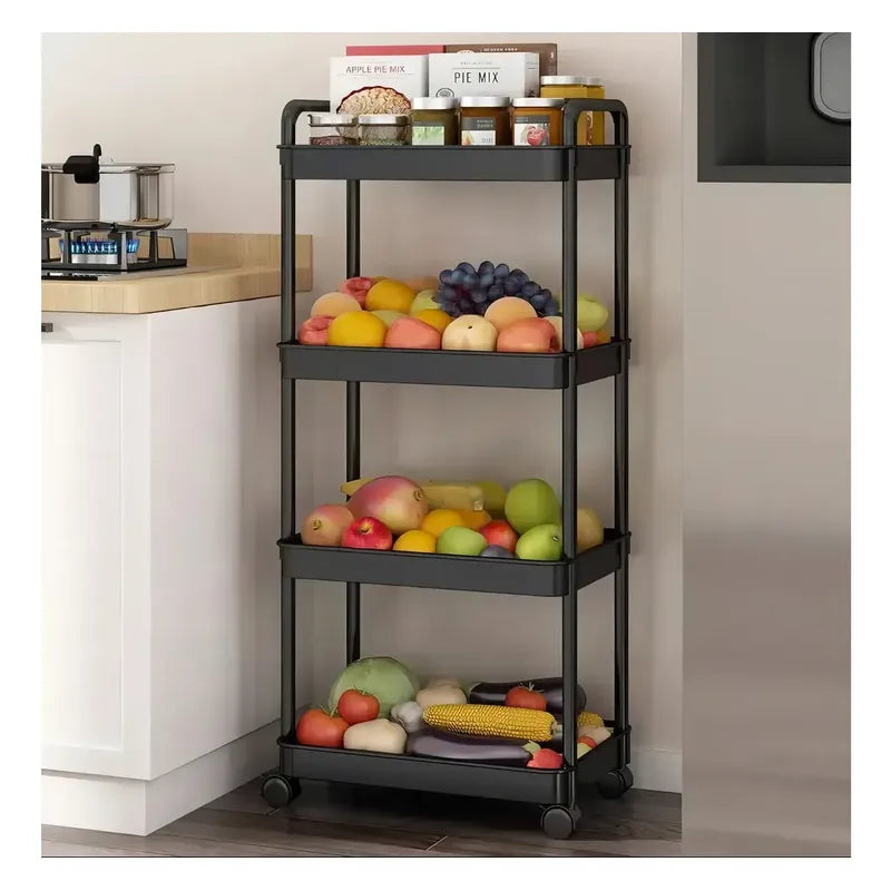 Estante Carrito Organizador Multiuso 4 Niveles Cocina Baño Negro