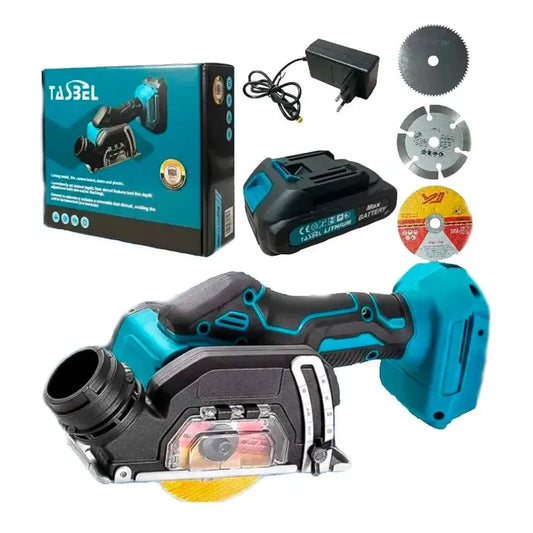 Mini Esmeril Amoladora Angular Inalámbrico Dos Baterias Azul Acero 50/60hz