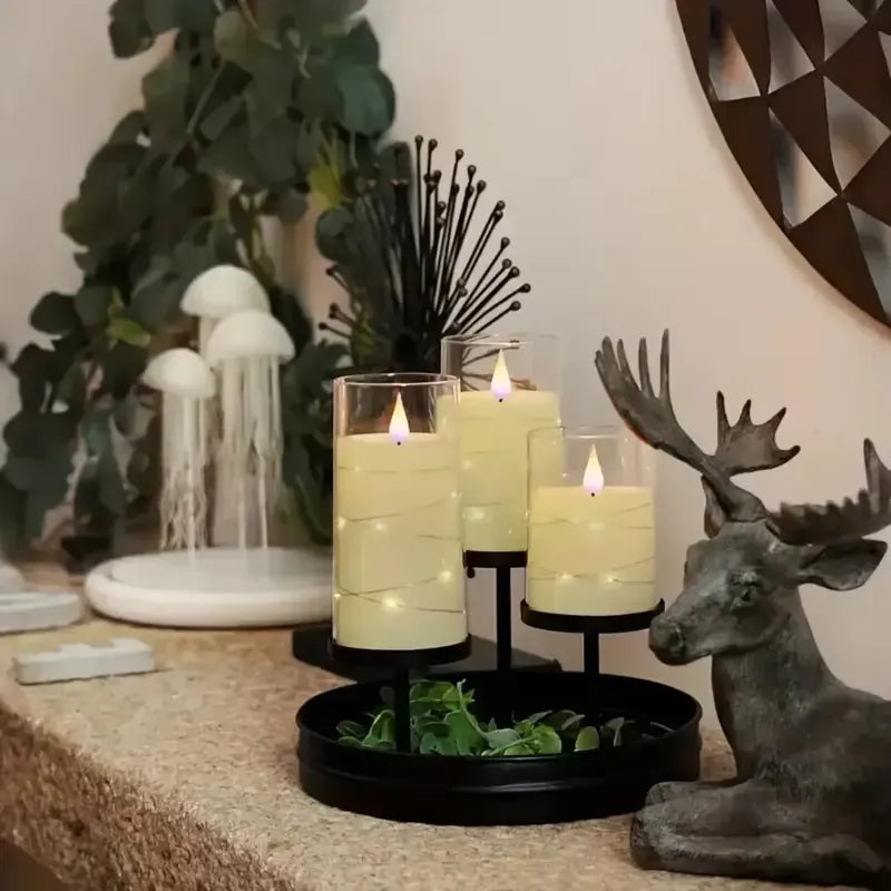 Pack X3 Velas Led Pilas Efecto Llama Decorativas Luz Calida Amarillo