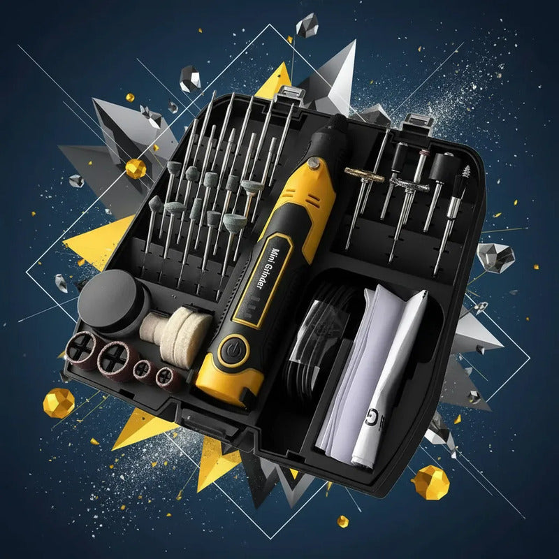 Mini Dremel Inalámbrico Recargable Con Maleta Y 35 Piezas 50/60hz 10 W