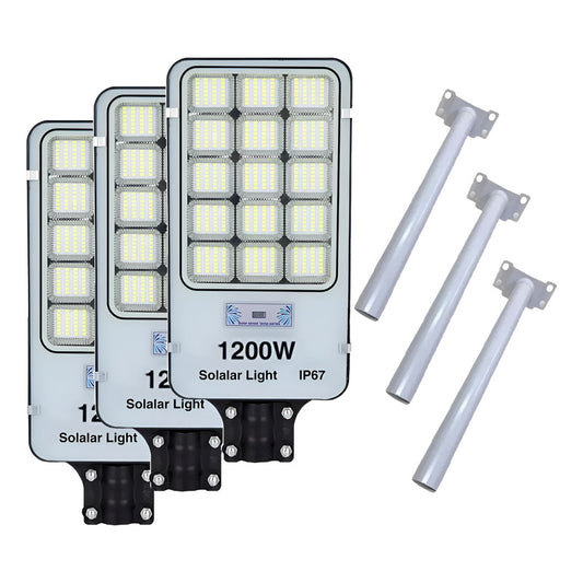Pack X3 Reflector Luminaria 1200w Foco Solar Para Exterior Negro Frío