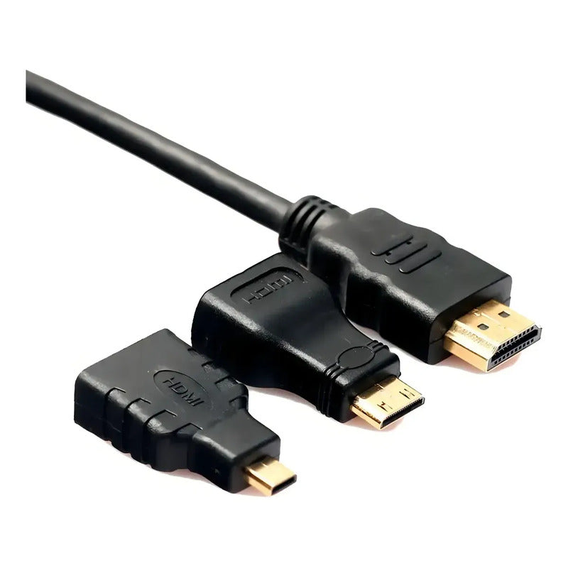 Cable Hdtv 3 En 1, Hdmi Con Adaptadores Mini Hd Y Micro Hd