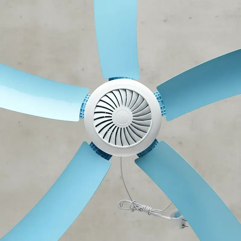 Ventilador Colgante 5 Aspas Con Enchufe A La Corriente 55 Cm 50/60hz Blanco Celeste Plástico 5