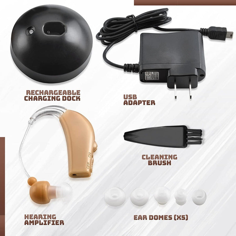 Audifono Amplificador Para Sordera Discapacidad Recargable Crema