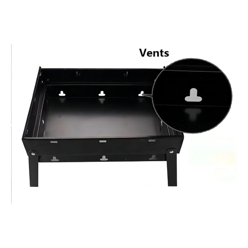 Parrillera Asados Grill Bbq Portatil Plegable Terraza Balcon Color Negro