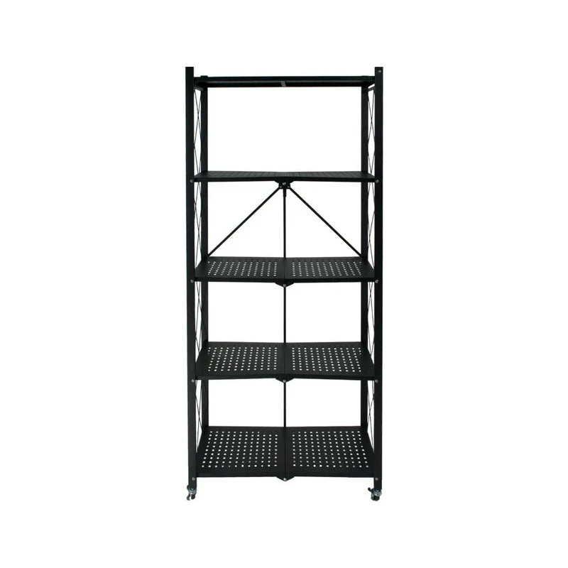 Estante Plegable Multiuso Metal 5 Niveles Con Ruedas Negro