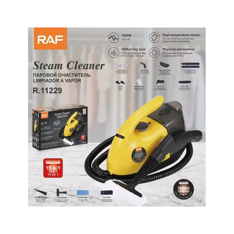 Limpiador De Vapor Graduable Multiuso 1000ml 15 En 1 Raf Amarillo