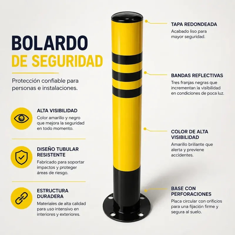 Bolardo Seguridad Poste Tubo Estacionamiento Banda Reflectiv Amarillo
