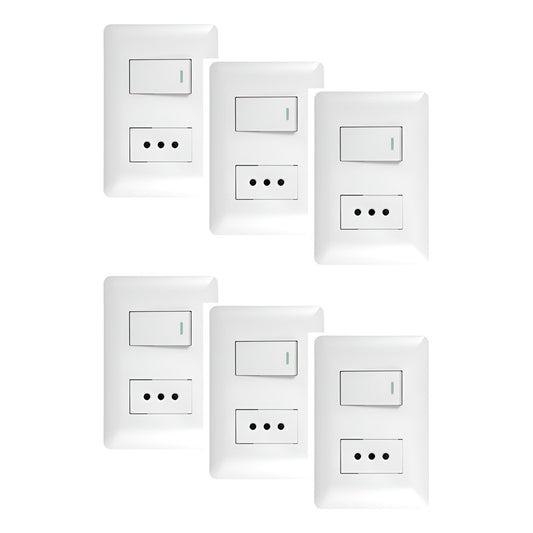 Pack X12 Interruptor Tomacorriente 10a 250v Hogar Oficina Blanco