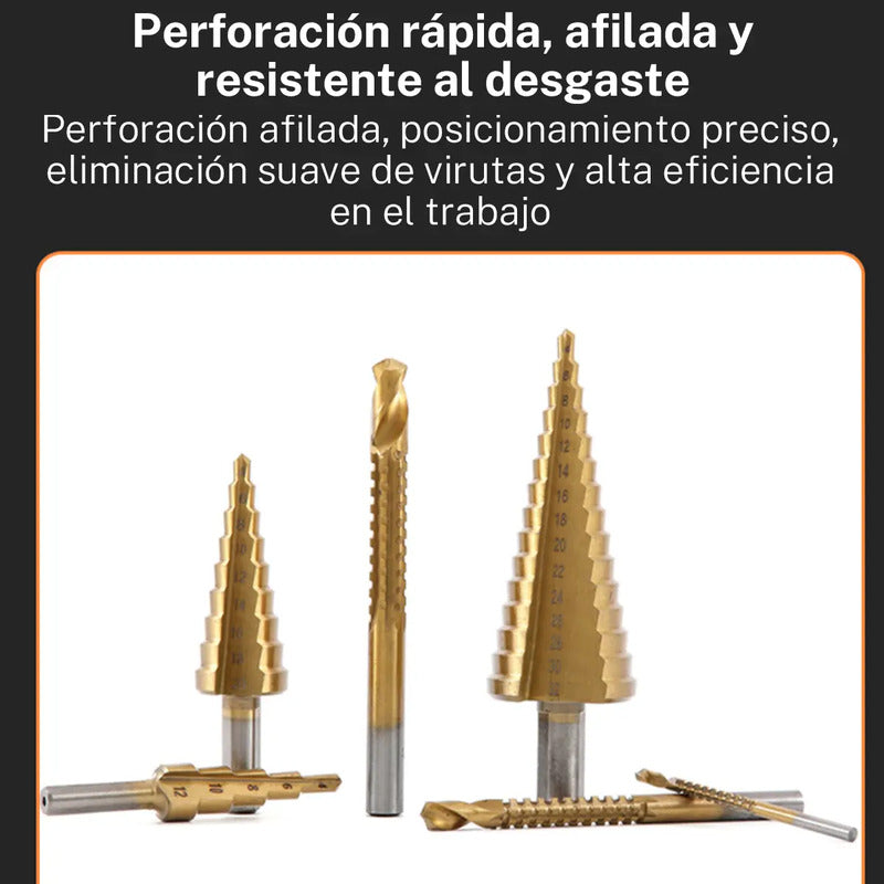 Juego De Brocas Escalonadas Y Dentadas Con Revestimiento