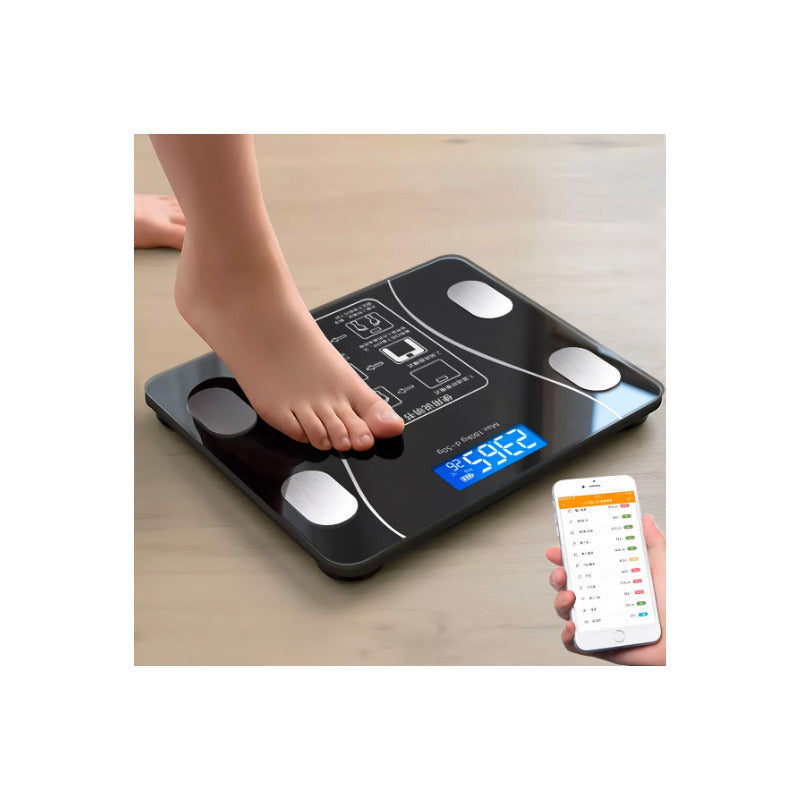 Balanza Pesa Digital Bluetooth Inteligente App Smart Baño Color Negro