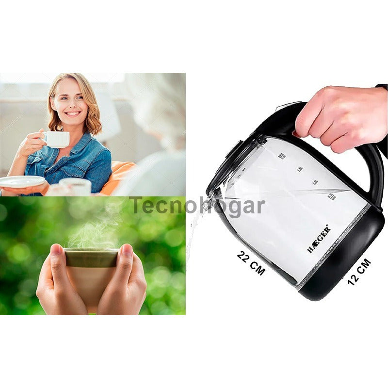 Hervidor Electrico Tetera Agua Caliente Calentador Te Cafe Trasnparente