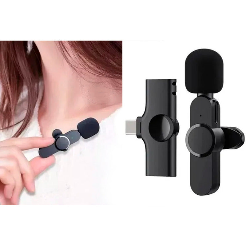 Micrófono Grabador Inalámbrico Tipo C Para Celular Negro