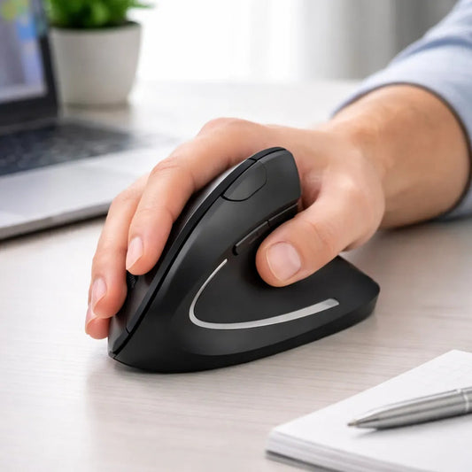 Mouse Vertical Inalámbrico Ergonómico Ideal Oficina Y Hogar Negro
