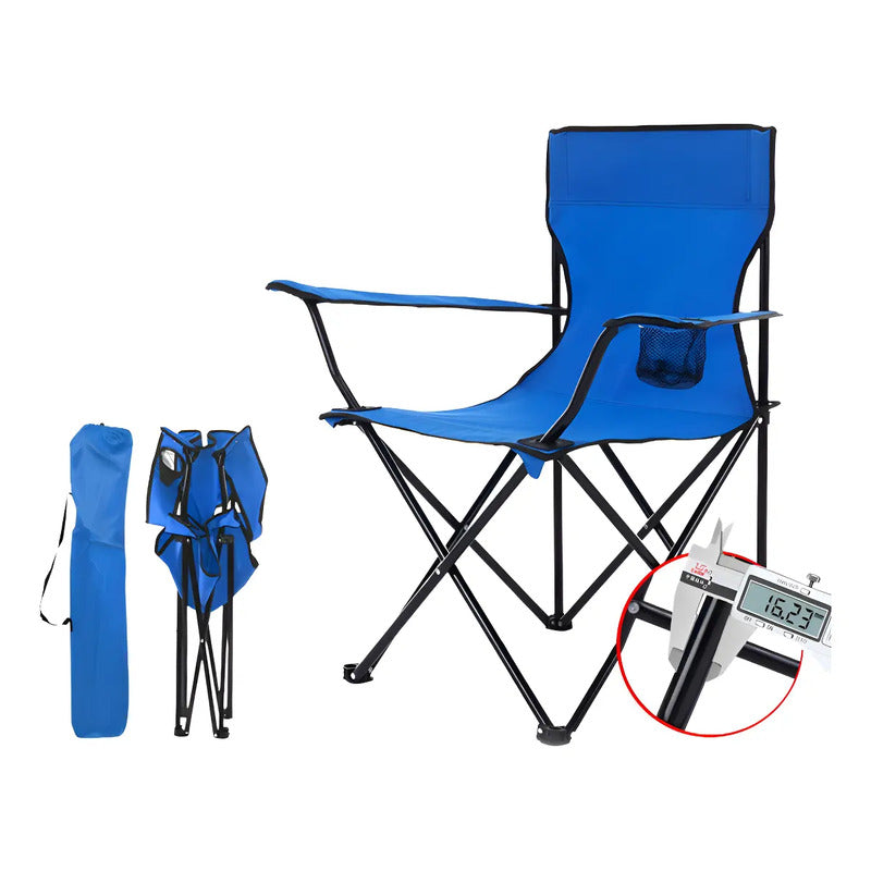 Silla Plegable Camping Playa Picnic Con Porta Vasos Color Varios Azul