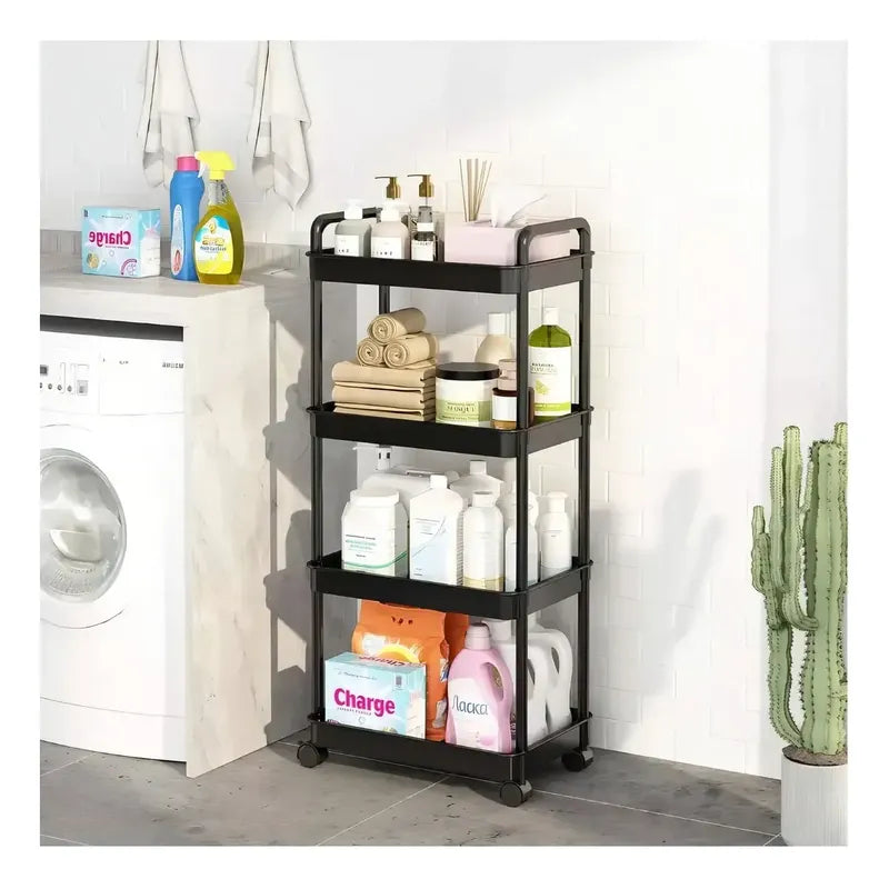 Estante Carrito Organizador Multiuso 4 Niveles Cocina Baño Negro