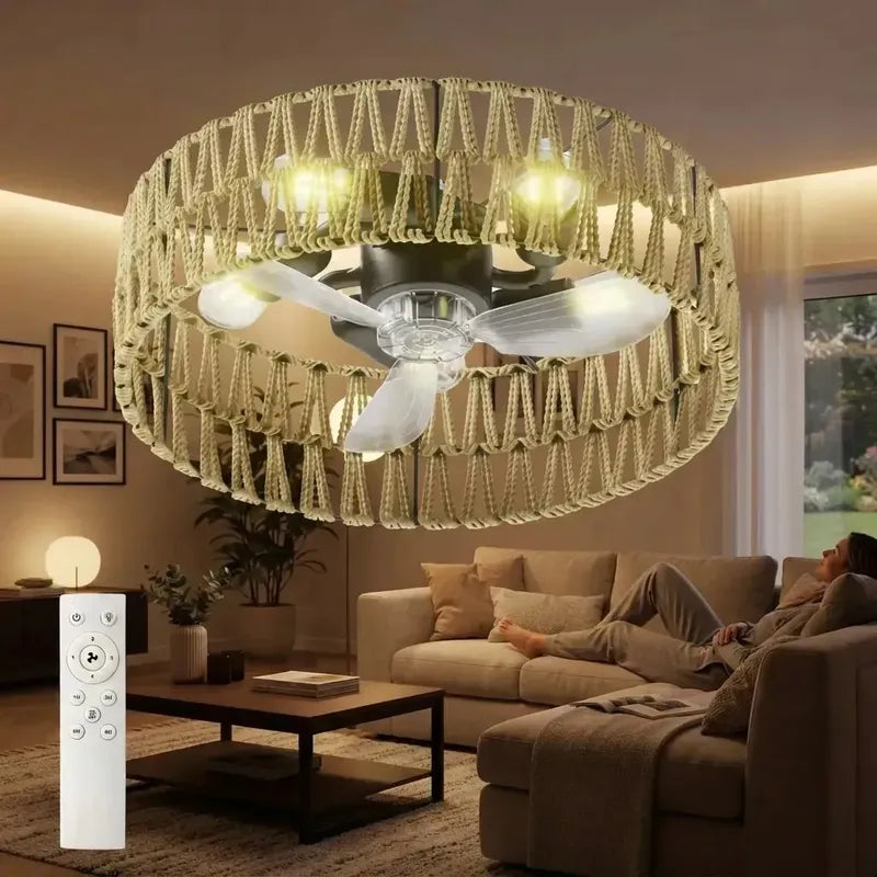 Ventilador De Techo Con Luz Y Control Remoto Diseño Rústico