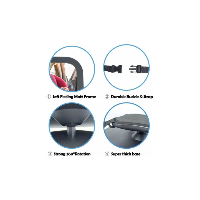 Espejo Retrovisor De Auto Para Seguridad De Niños Negro