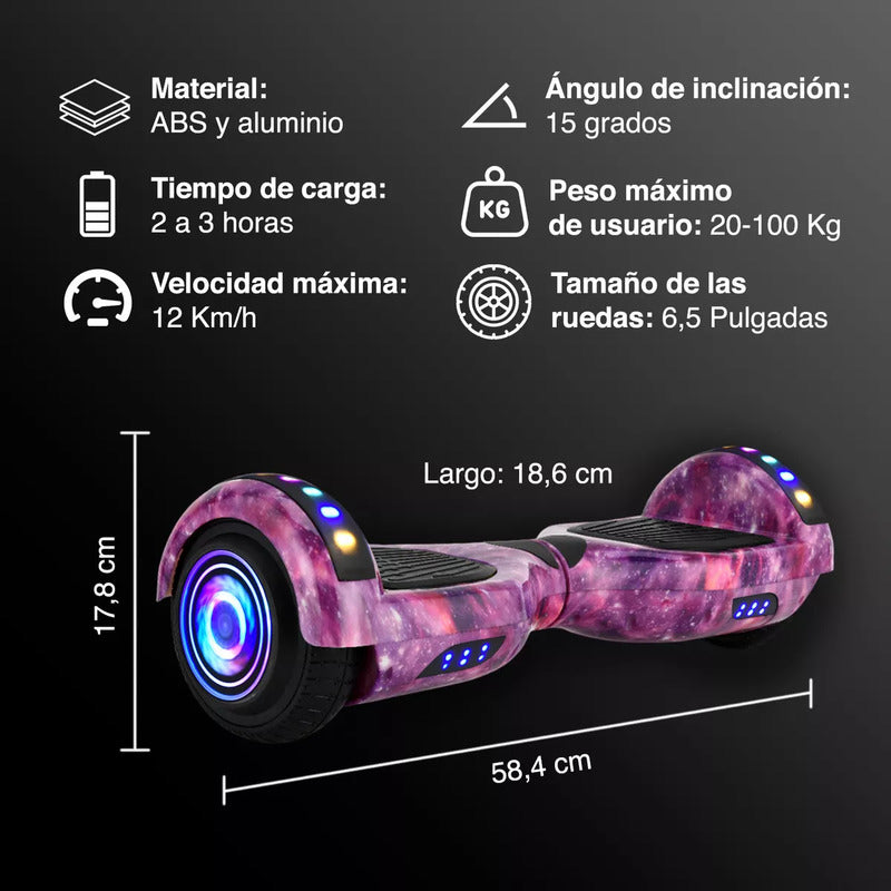 Hoverboard Smart Balance Con Casco Batería Bluetooth Y Luces