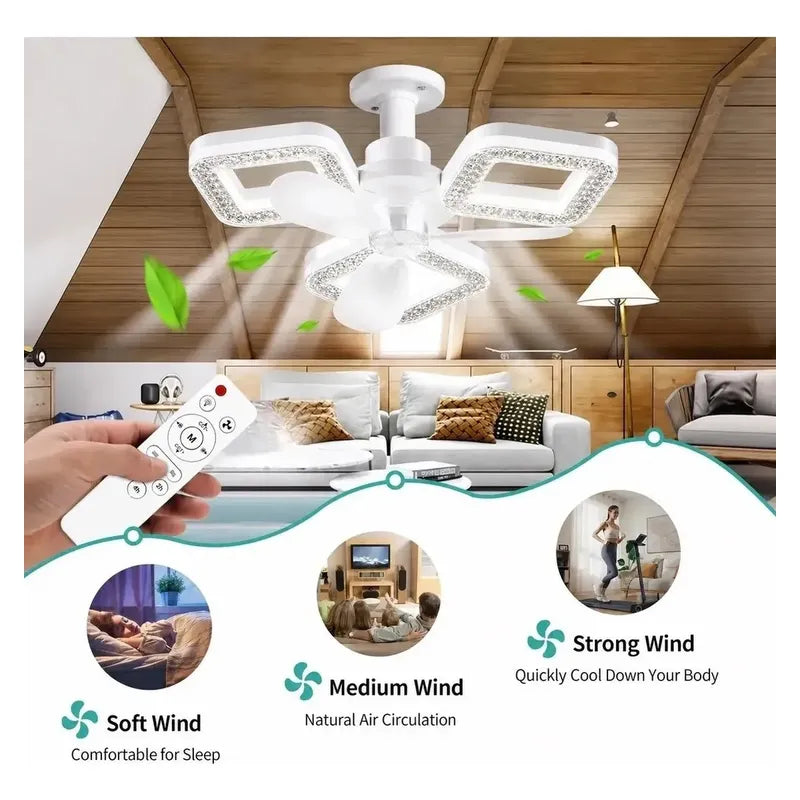Lámpara Ventilador Led Rosca E27 Efecto Cristal Blanco