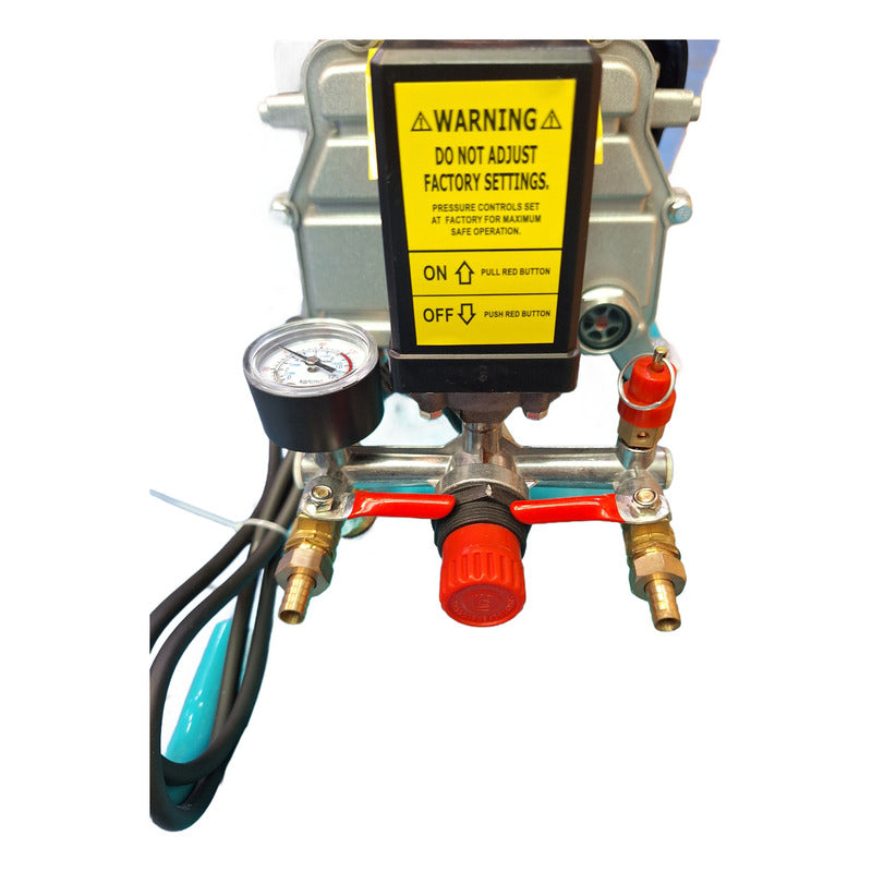 Compresor De Aire 25 Litros Con Acople Y Ruedas Turquesa 50 Monofásica