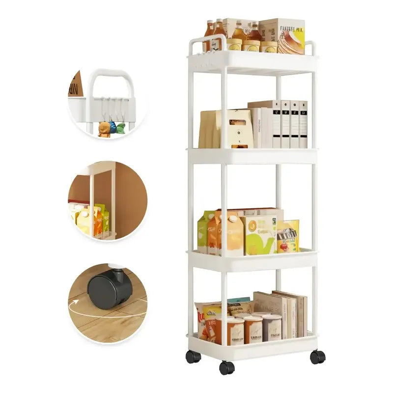 Estante Carrito Organizador Multiuso 4 Niveles Cocina Baño Blanco