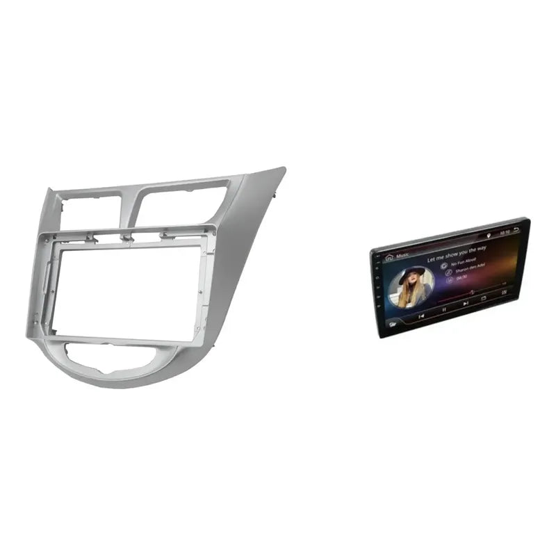 Kit Hyundai: Bisel Adaptador Accent 9 2012/2017 Plateado + Pantalla Táctil 9 Gps/radio/wifi