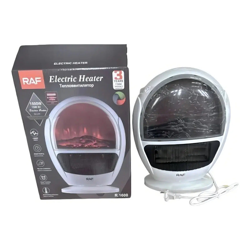 Calefactor Portátil Raf Tipo Chimenea Blanco 1500w Con Llama