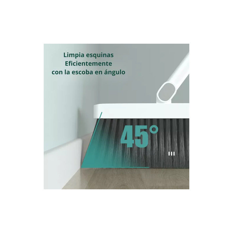 Set Escoba Y Pala Con Dientes Plegable Gira 180 Grados