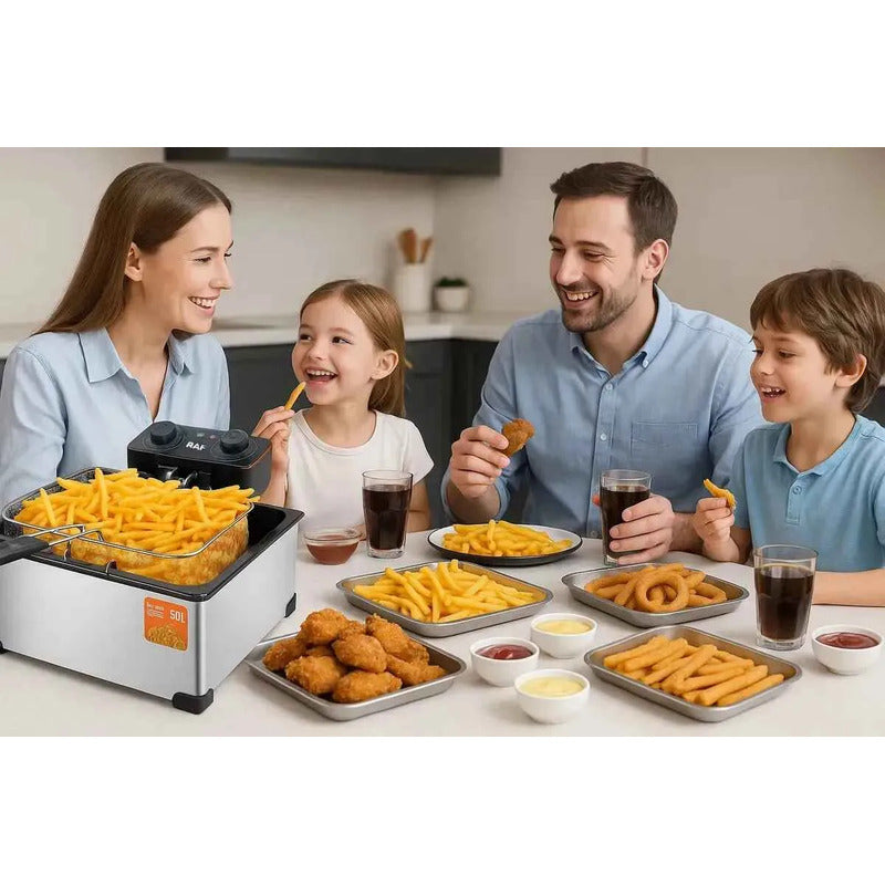 Freidora Eléctrica 5lts 2000w Acero Inoxidable Raf R.5224 Plateado 50 Hz/ 60 Hz