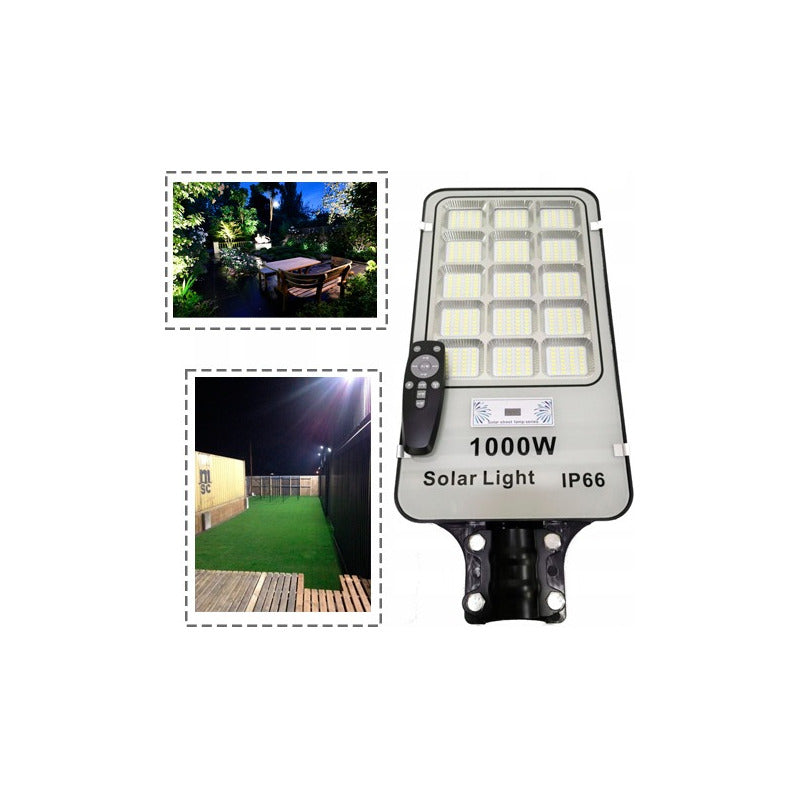 Pack X2 Foco Solar 1000watt Alumbrado Exterior Poste 420led Negro Fría