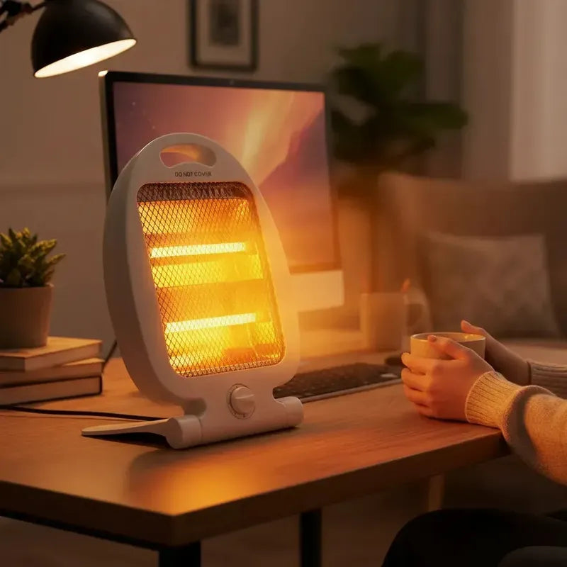 Calefactor Estufa Halógena De Cuarzo Bajo Consumo Para Hogar Oficina Dormitorio Calentador Eléctrico Portátil... Blanco