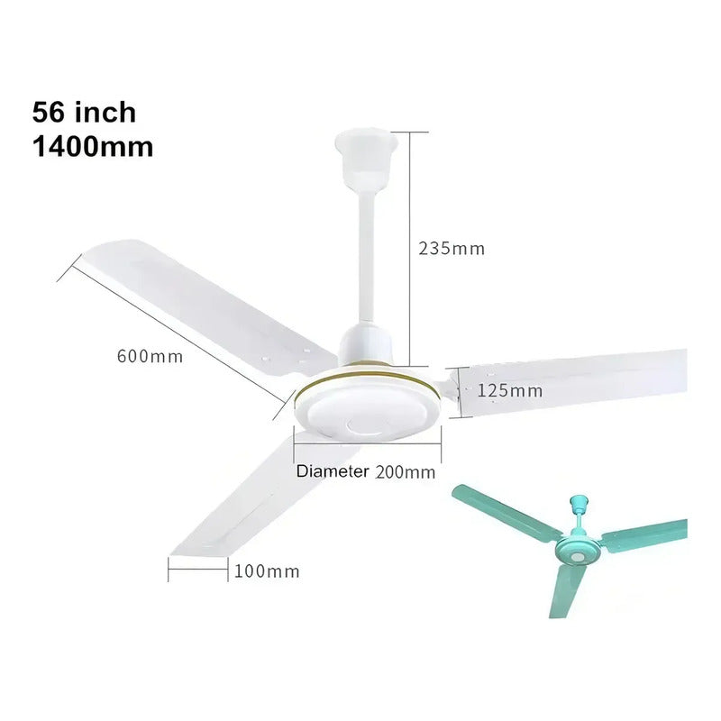 Pack X3 Ventiladores De Techo Blancos 3 Aspas 142cm 1.4 M 50/60hz Blanco Metal 3
