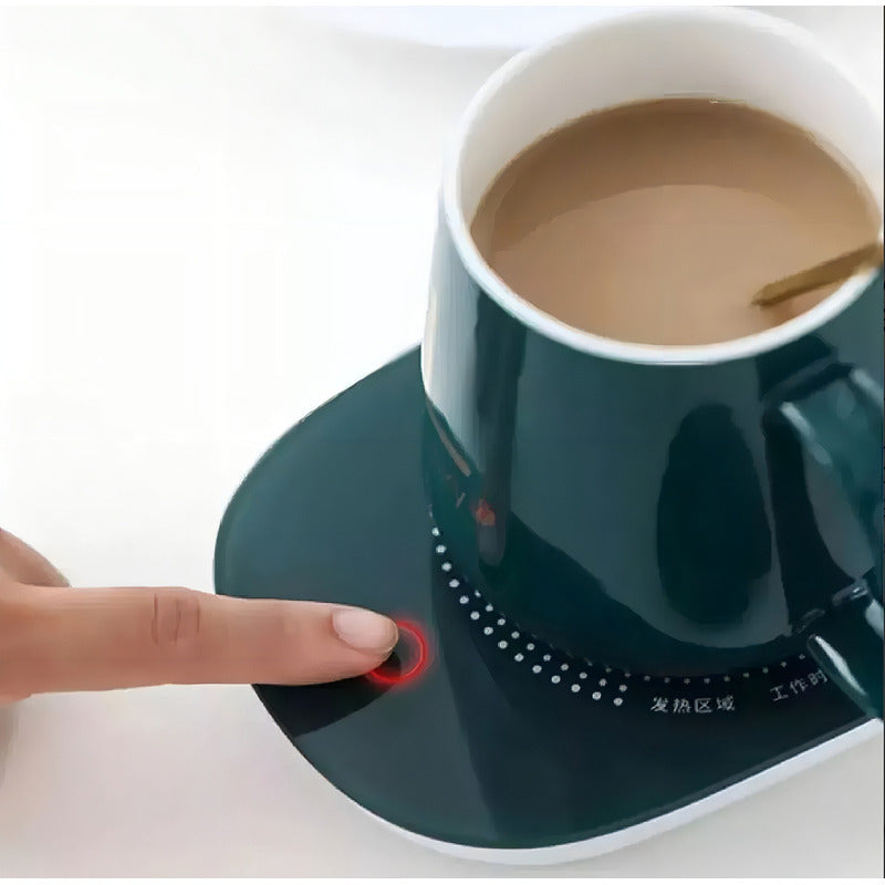 Calentador De Tazas Auronp Eléctrico Vidrio 10cm Control Táctil Negro